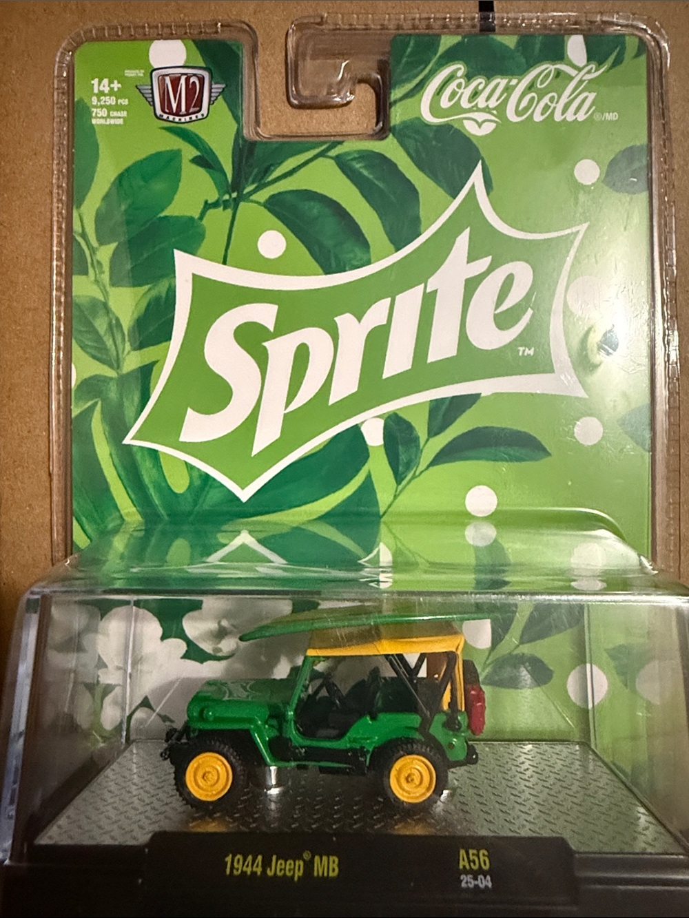 Coca-Cola Sprite 1944 Jeep MB Die-Cast - Green & Yellow M2 Machines Chase